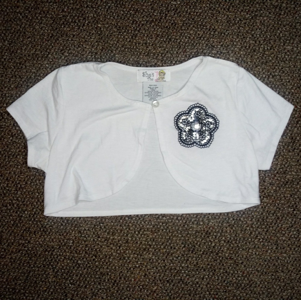 White Cardigan with black flower